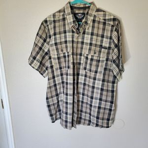 Harley Davidson plaid button up pocket shi…